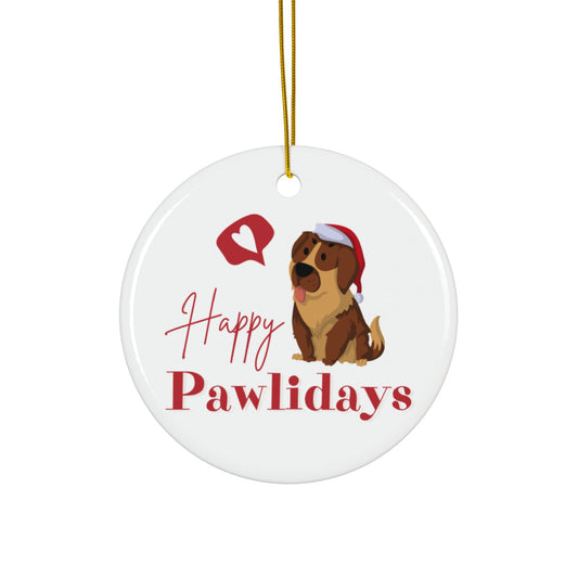 Happy Pawlidays | Ceramic Ornament, 2 Shapes