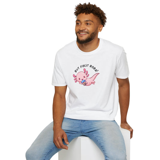 But First BoBa | Pink Axolotl Soft Tee